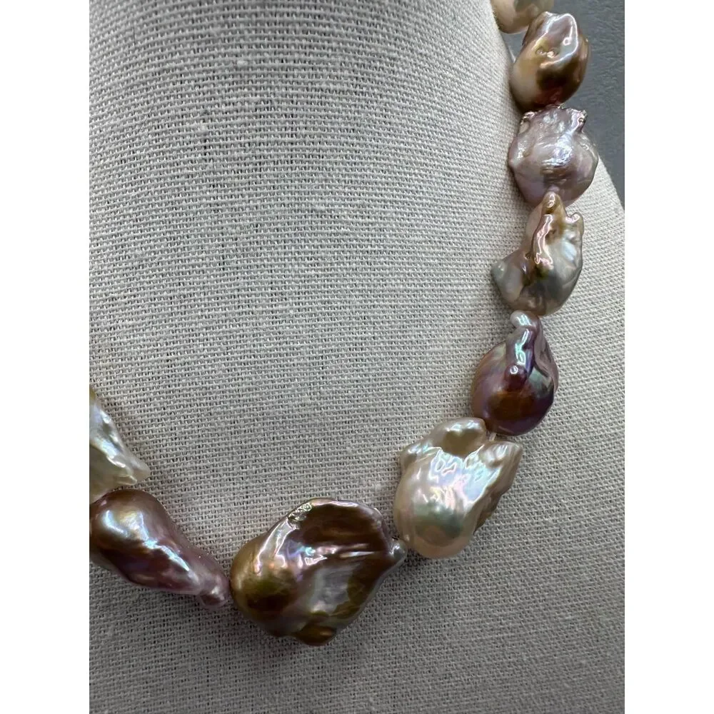 Big Baroque Pearl Strand for DIY Natural  Pink Mauve Bronze Color